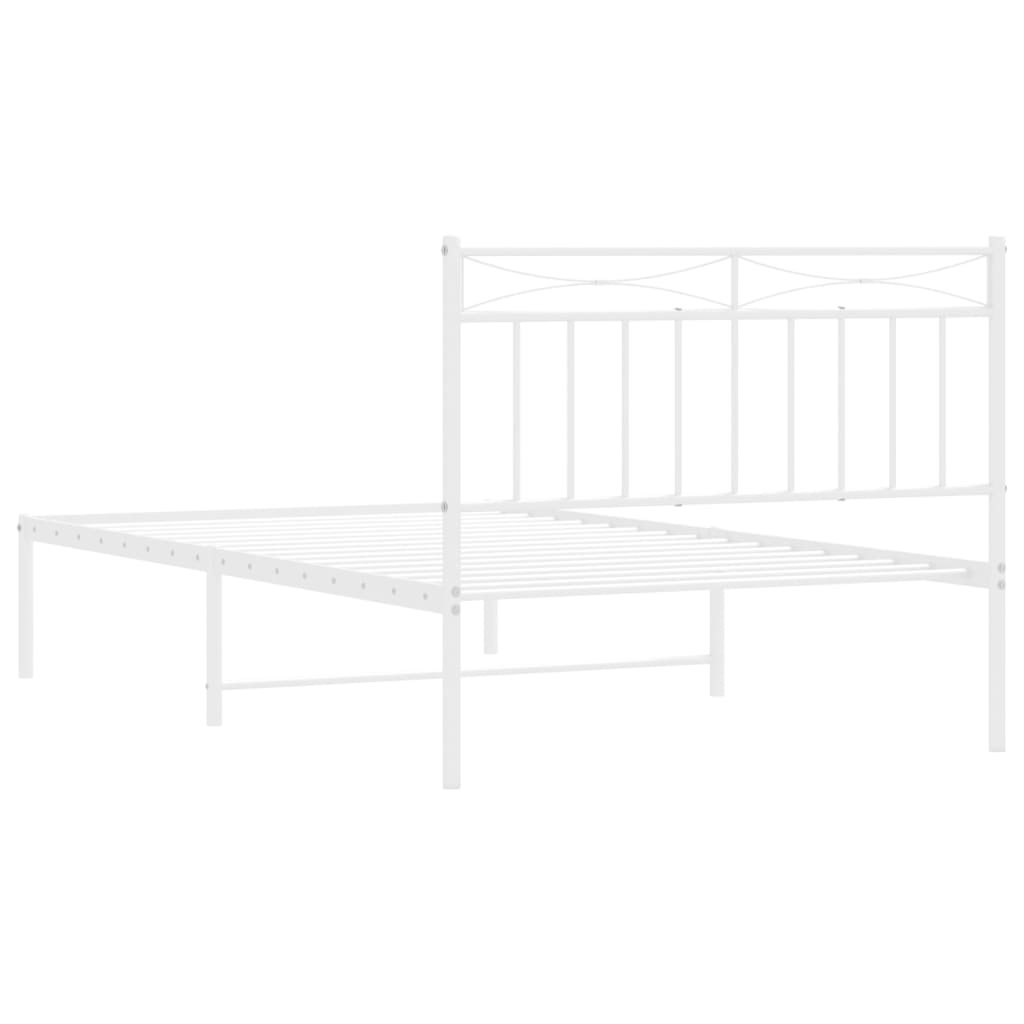 Metalni okvir za krevet s uzglavljem bijeli 107x203 cm