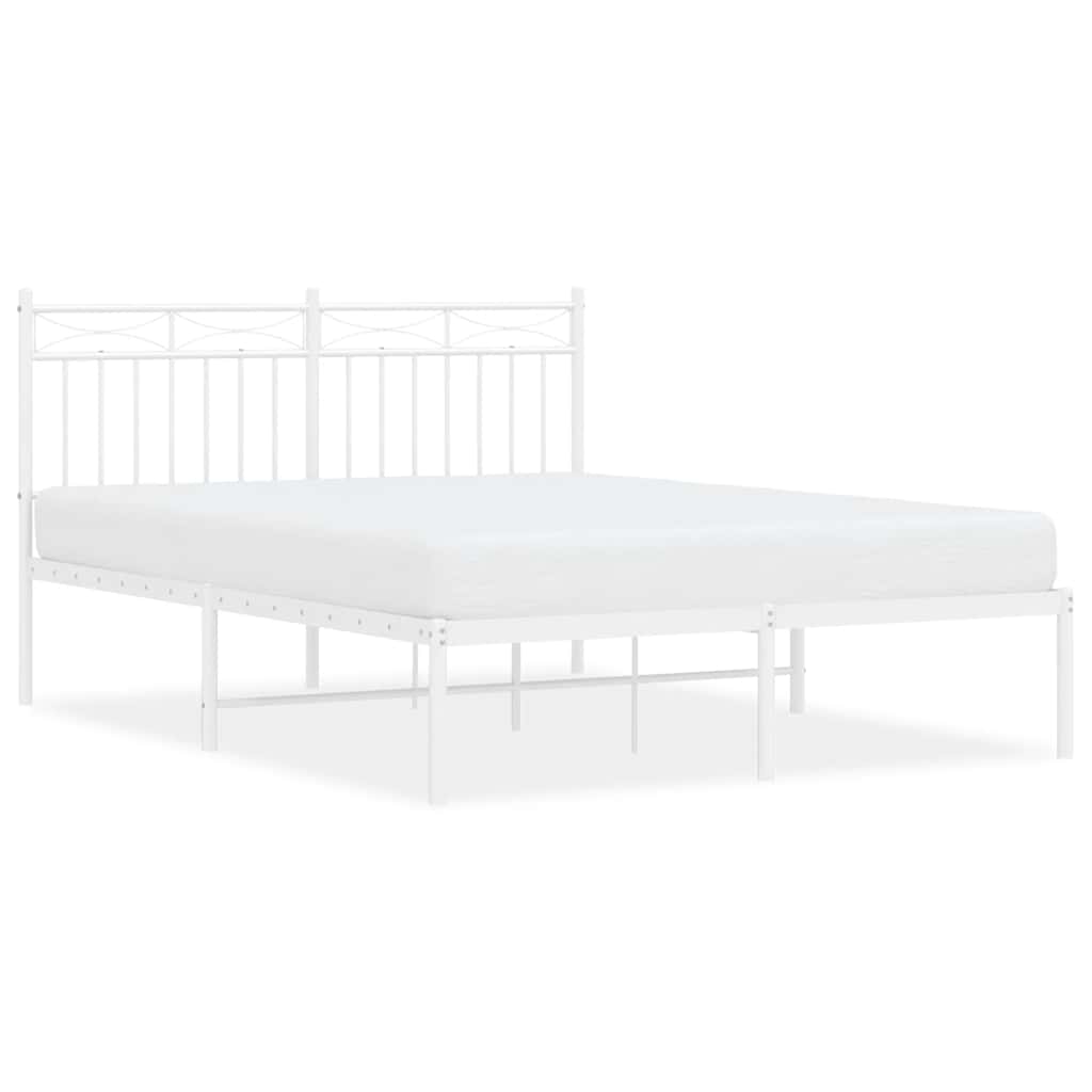 Metalni okvir za krevet s uzglavljem bijeli 135x190 cm