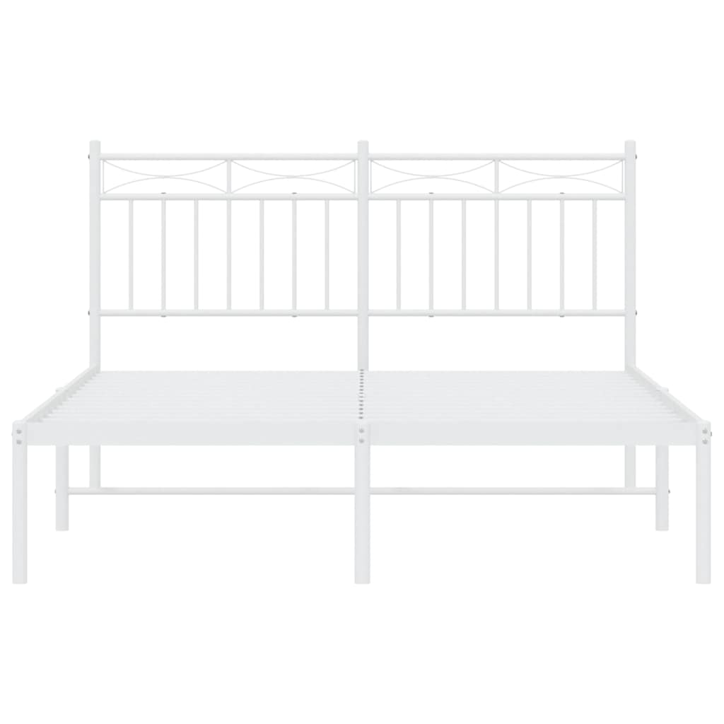 Metalni okvir za krevet s uzglavljem bijeli 135x190 cm