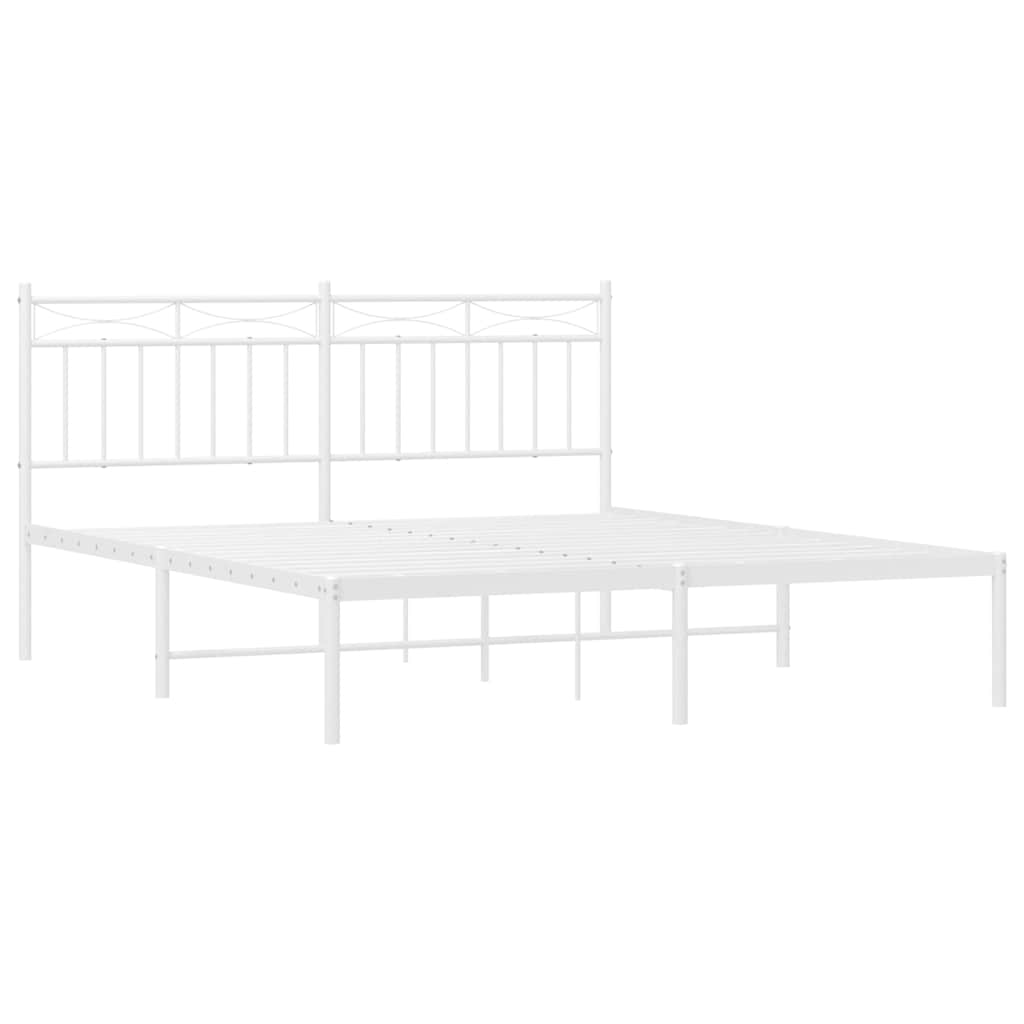 Metalni okvir za krevet s uzglavljem bijeli 150x200 cm