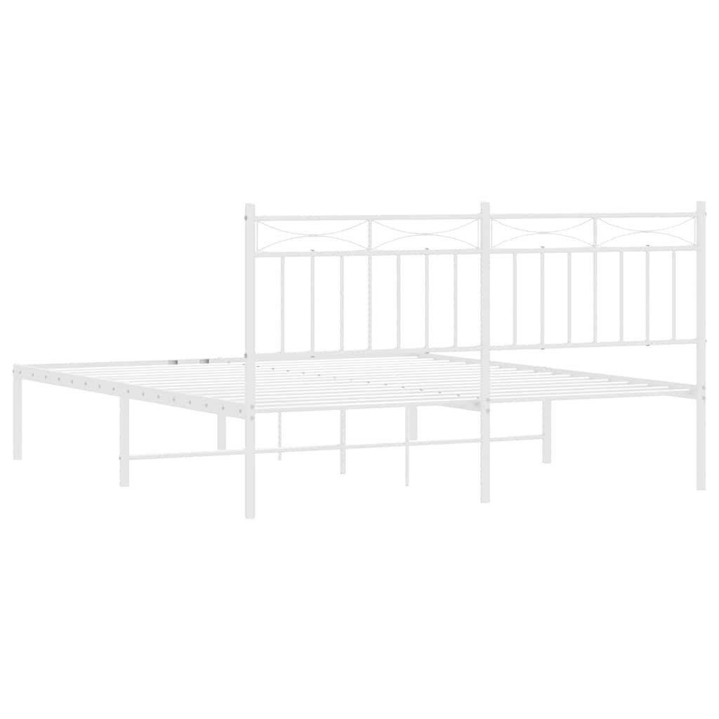 Metalni okvir za krevet s uzglavljem bijeli 150x200 cm