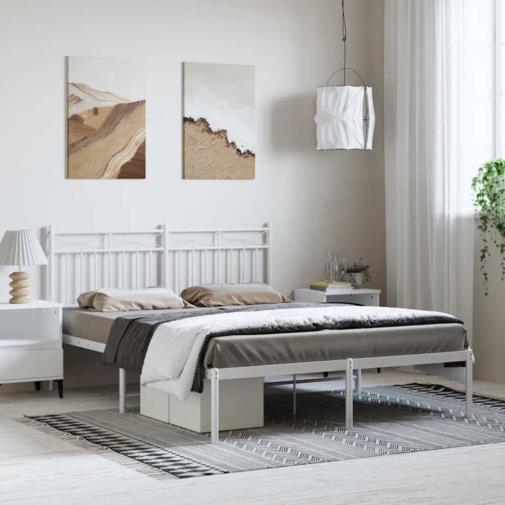 Metalni okvir za krevet s uzglavljem bijeli 150x200 cm