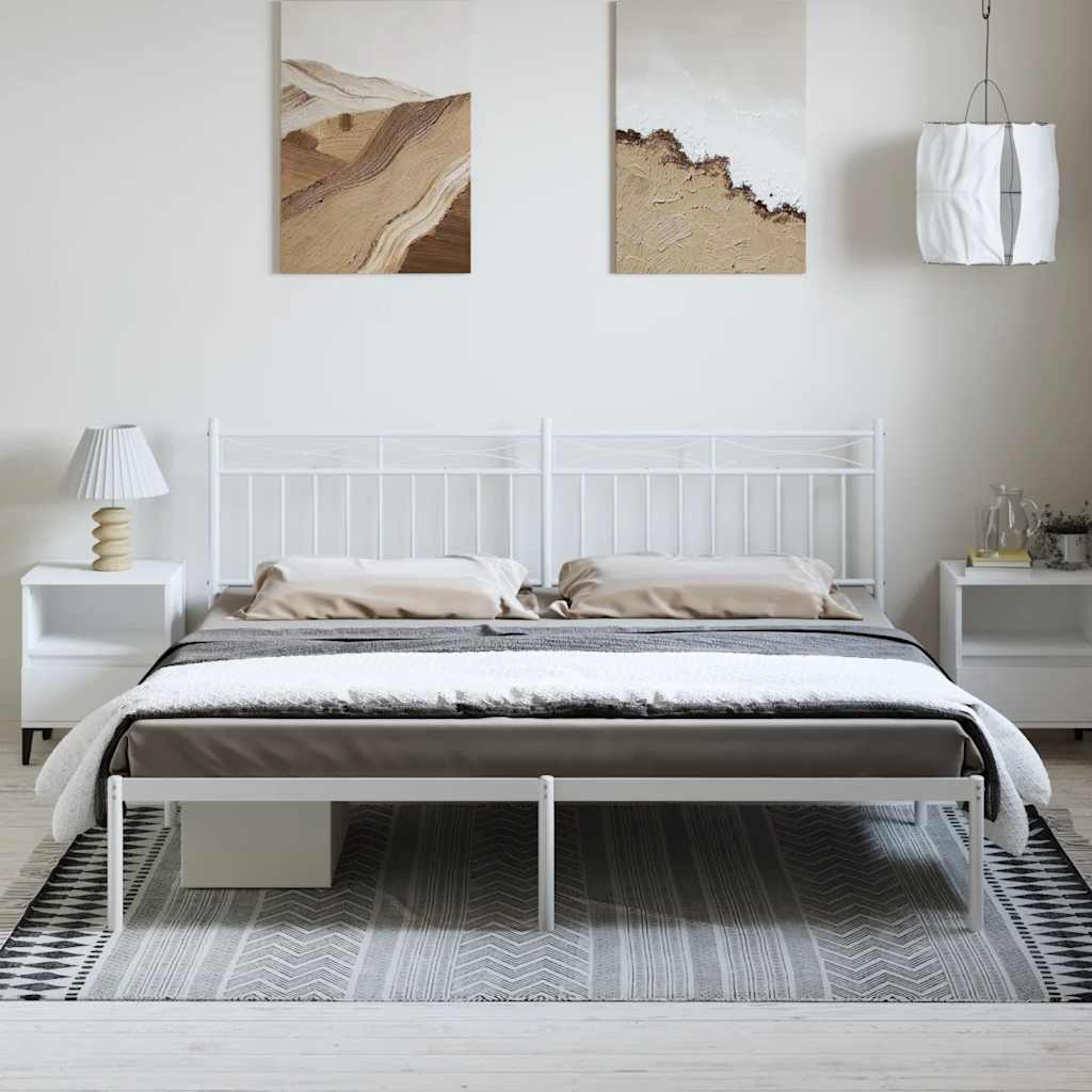 Metalni okvir za krevet s uzglavljem bijeli 183x213 cm