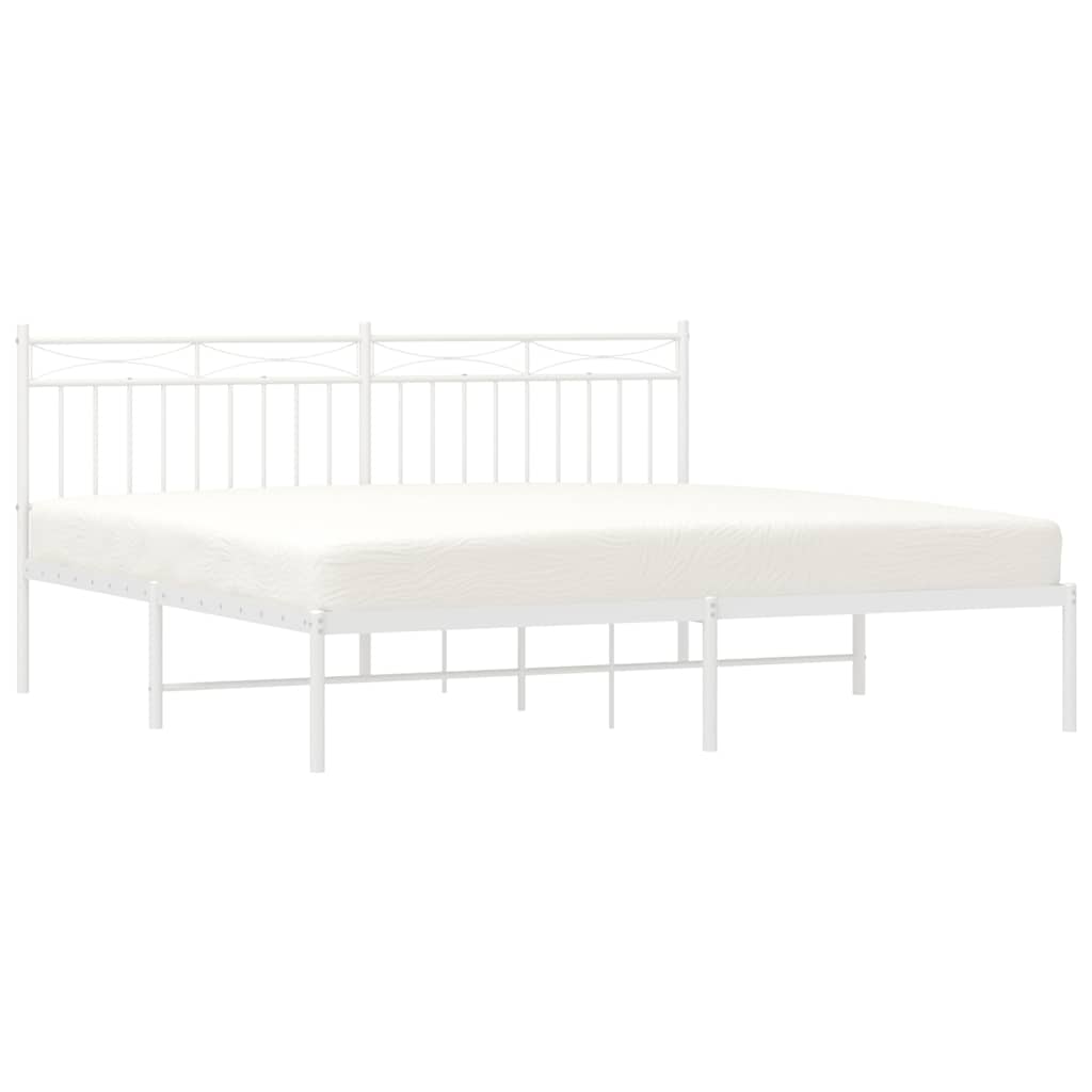 Metalni okvir za krevet s uzglavljem bijeli 183x213 cm