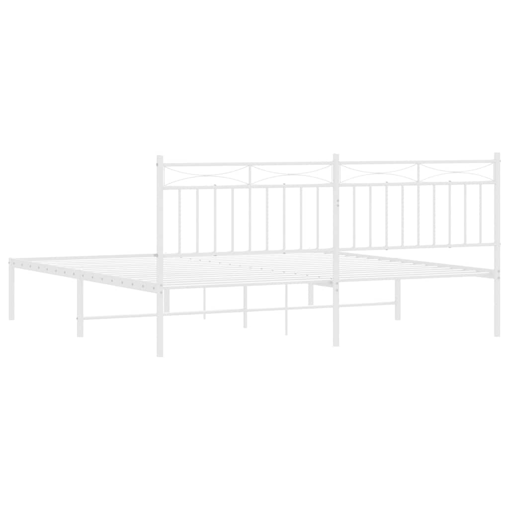 Metalni okvir za krevet s uzglavljem bijeli 183x213 cm