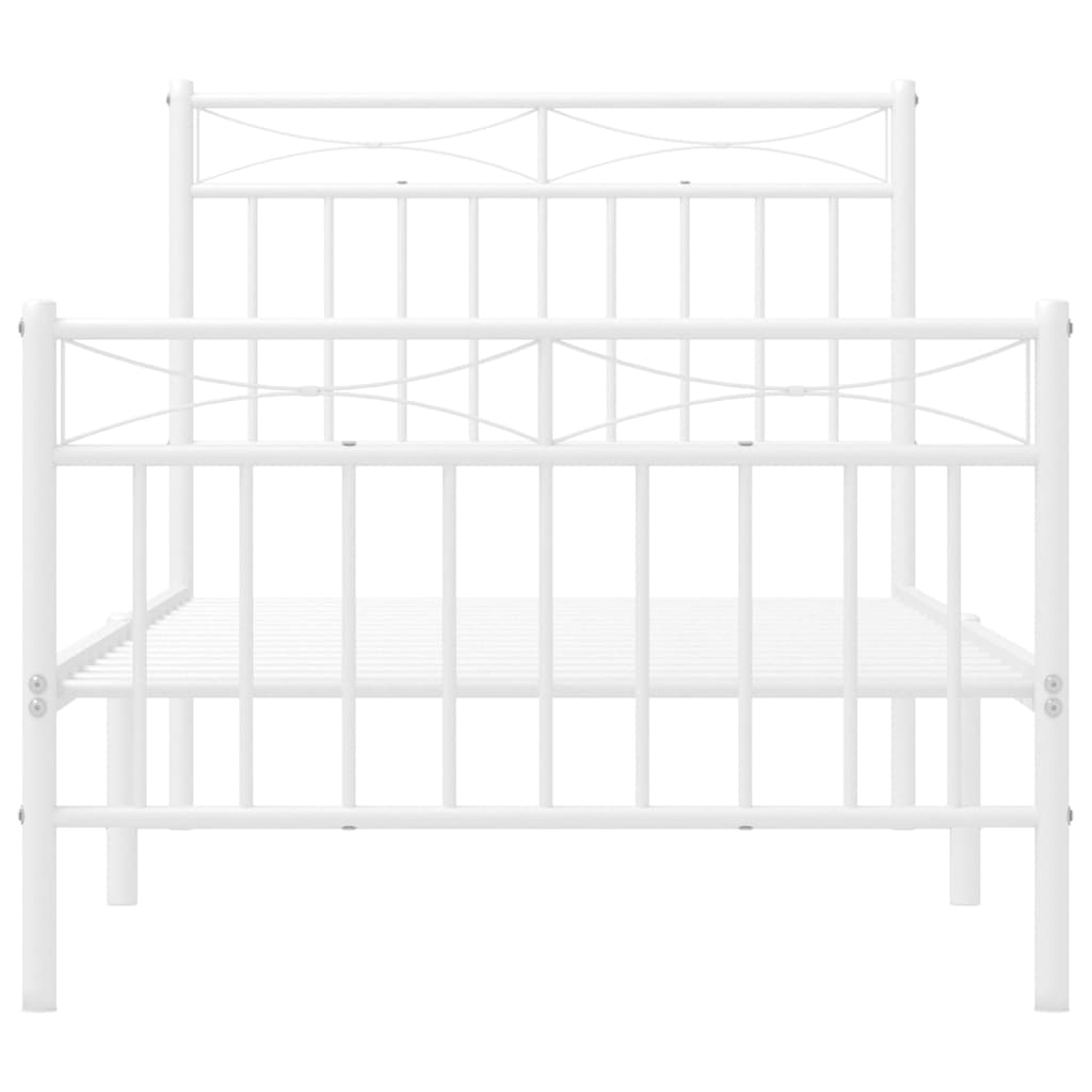 Metalni okvir kreveta uzglavlje i podnožje bijeli 90x190 cm