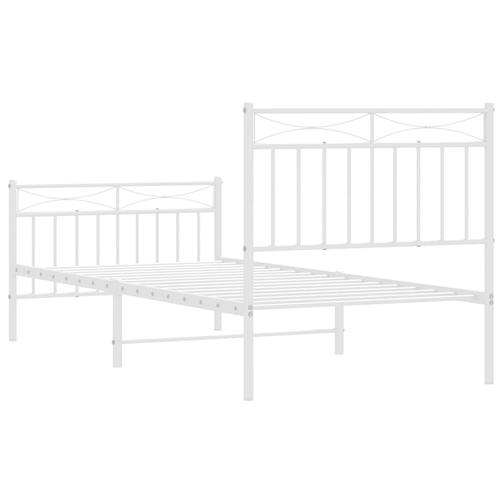 Metalni okvir kreveta uzglavlje i podnožje bijeli 90x190 cm