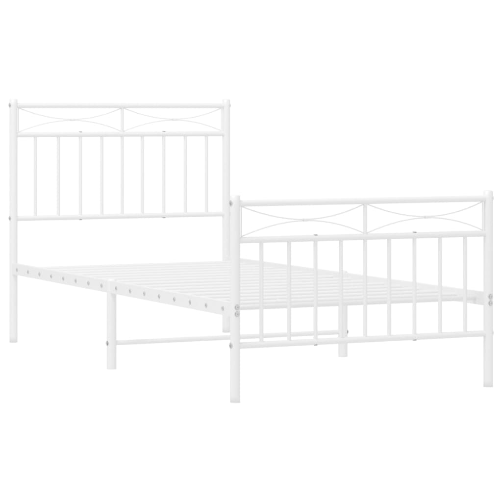 Metalni okvir kreveta uzglavlje i podnožje bijeli 90 x 200 cm