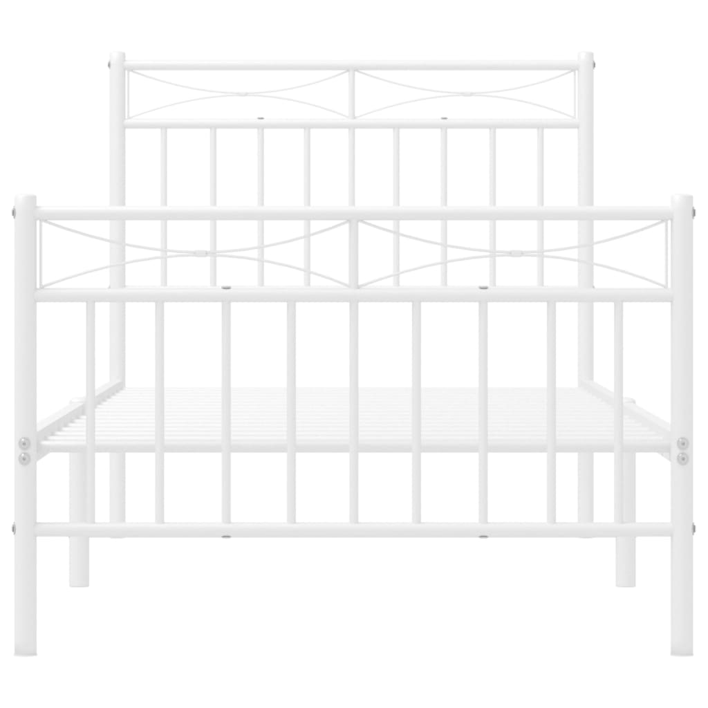 Metalni okvir kreveta uzglavlje i podnožje bijeli 90 x 200 cm