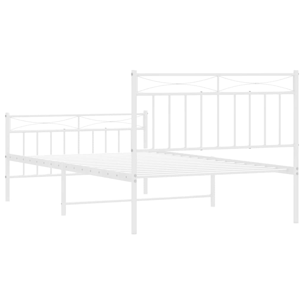 Metalni okvir kreveta uzglavlje i podnožje bijeli 100x200 cm