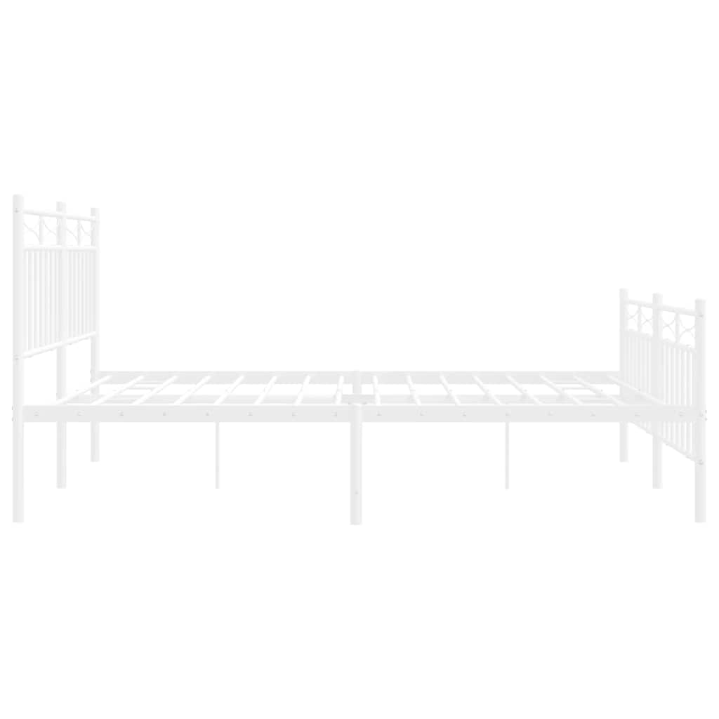 Metalni okvir kreveta uzglavlje i podnožje bijeli 135 x 190 cm