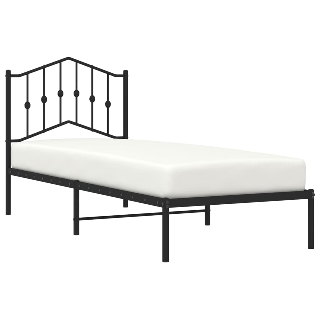 Metalni okvir za krevet s uzglavljem crni 80x200 cm