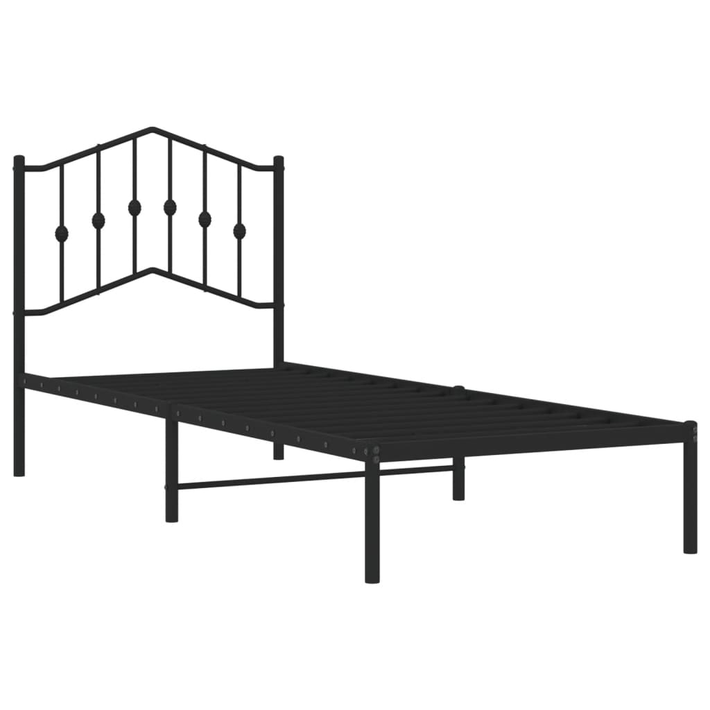 Metalni okvir za krevet s uzglavljem crni 80x200 cm