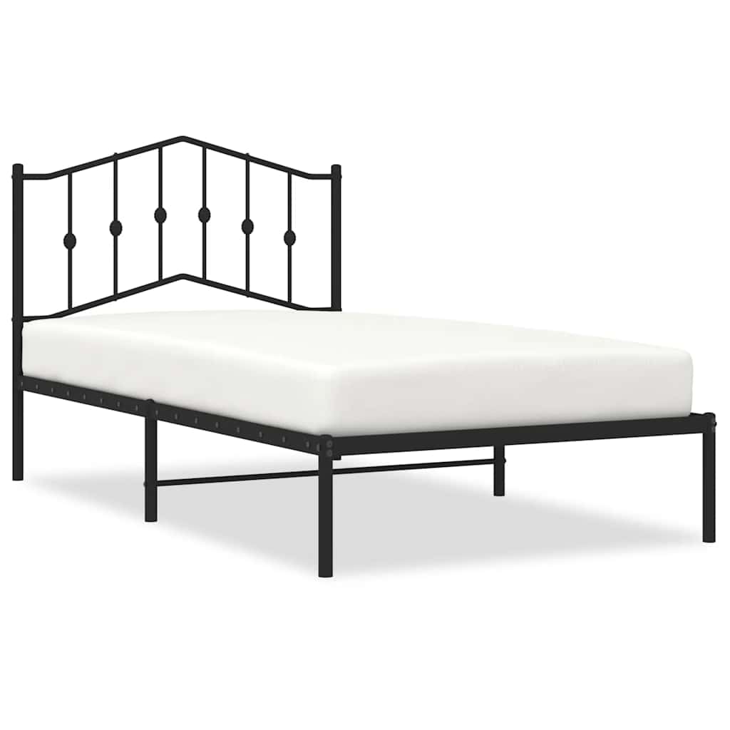 Metalni okvir za krevet s uzglavljem crni 100x190 cm