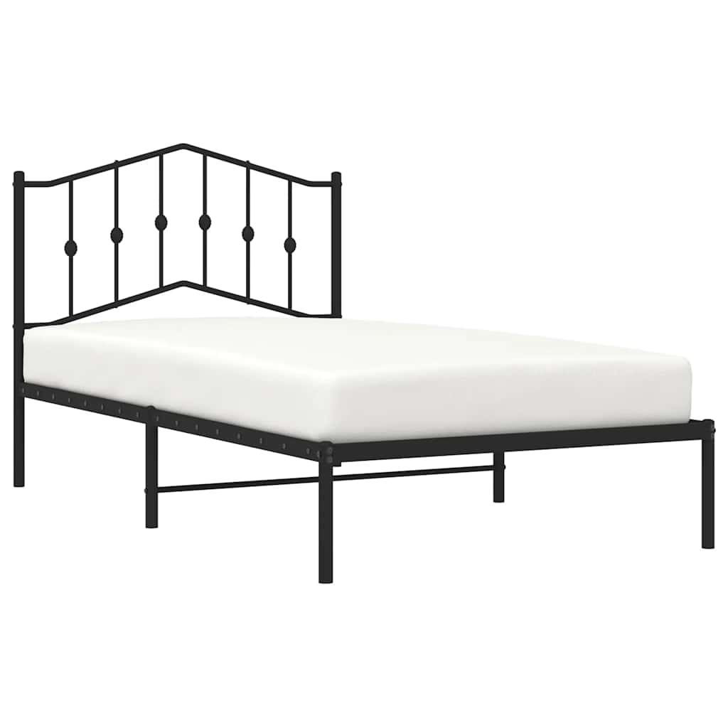 Metalni okvir za krevet s uzglavljem crni 100x190 cm