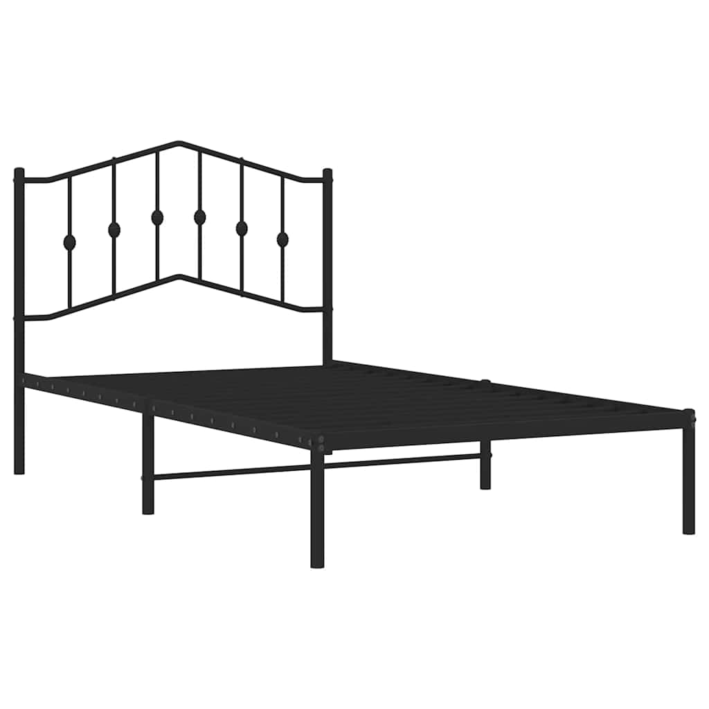 Metalni okvir za krevet s uzglavljem crni 100x190 cm