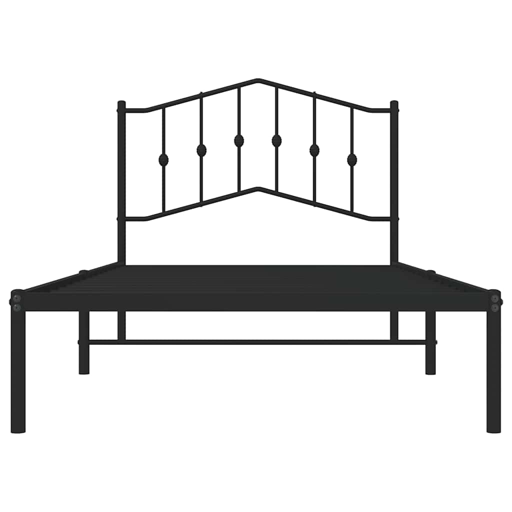 Metalni okvir za krevet s uzglavljem crni 100x190 cm