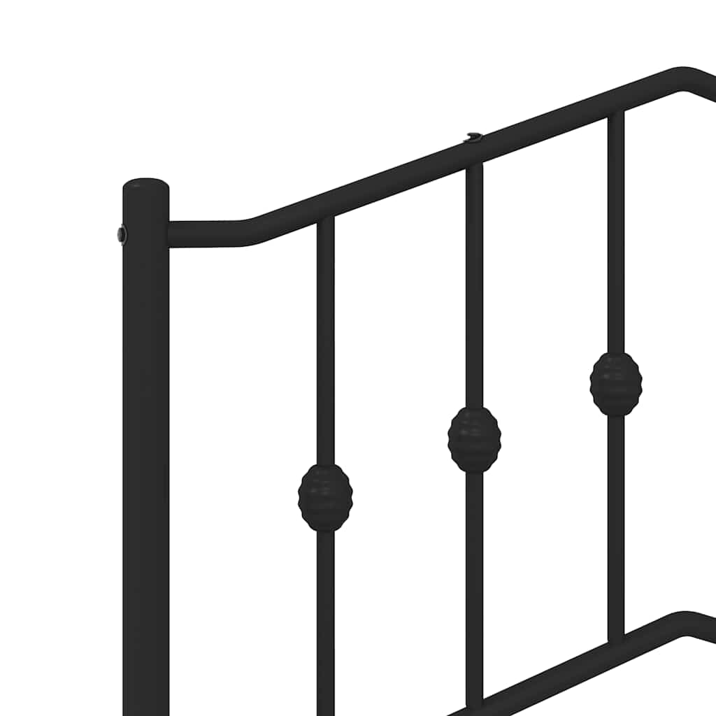 Metalni okvir za krevet s uzglavljem crni 100x190 cm