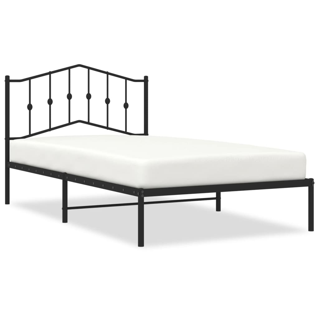 Metalni okvir za krevet s uzglavljem crni 107x203 cm