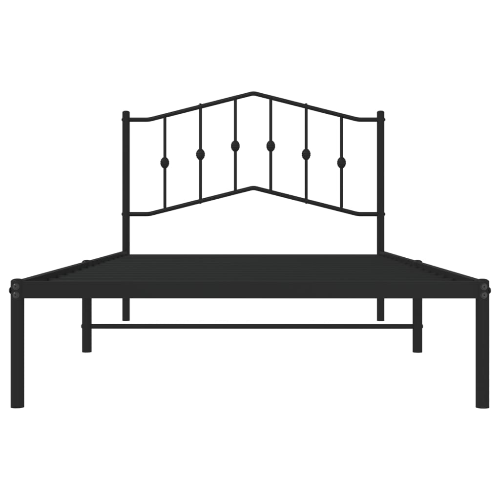 Metalni okvir za krevet s uzglavljem crni 107x203 cm