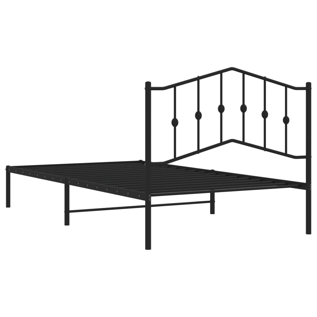 Metalni okvir za krevet s uzglavljem crni 107x203 cm