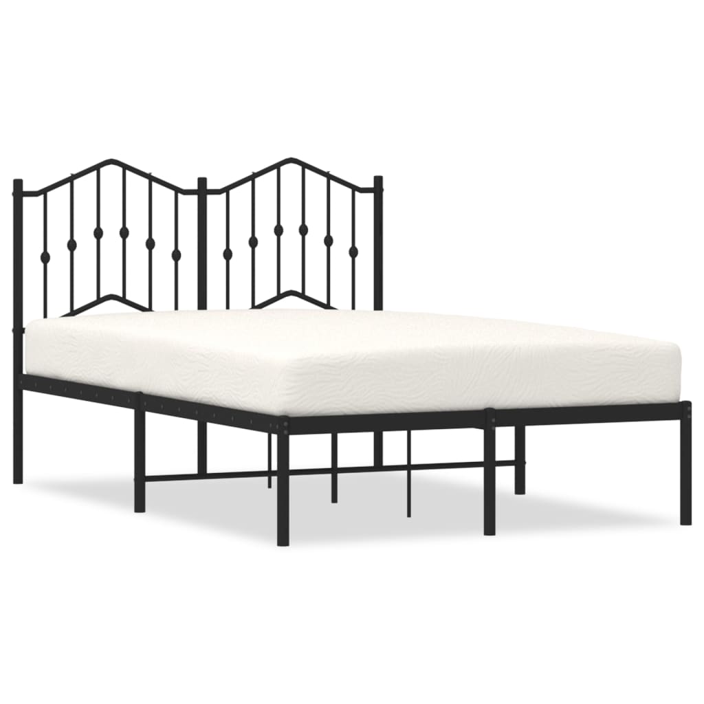 Metalni okvir za krevet s uzglavljem crni 120x190 cm