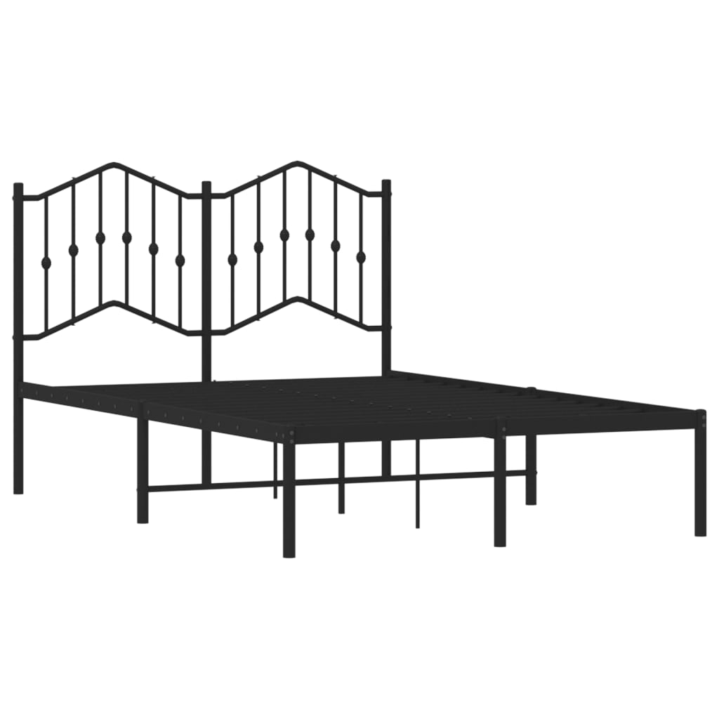 Metalni okvir za krevet s uzglavljem crni 120x190 cm