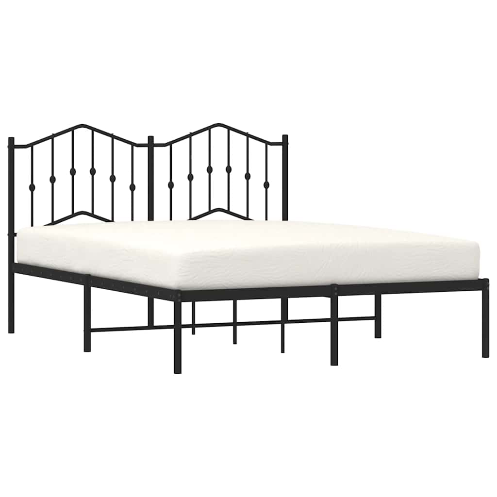 Metalni okvir za krevet s uzglavljem crni 135x190 cm