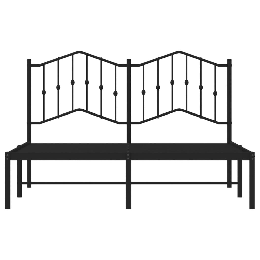 Metalni okvir za krevet s uzglavljem crni 140x190 cm
