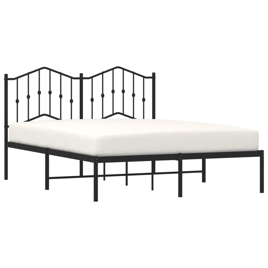 Metalni okvir za krevet s uzglavljem crni 140x200 cm