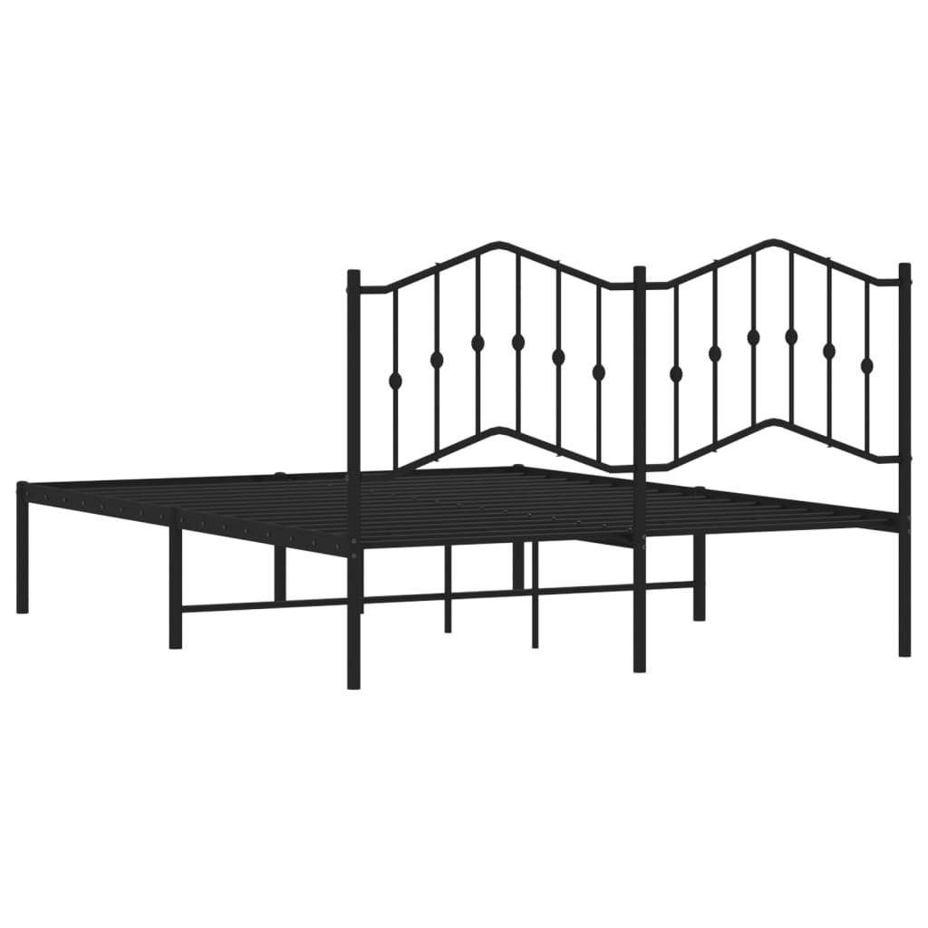 Metalni okvir za krevet s uzglavljem crni 140x200 cm