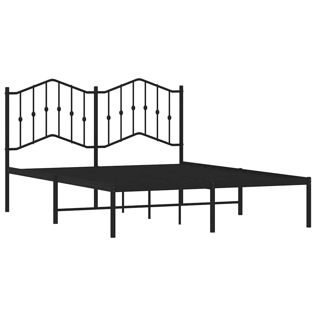 Metalni okvir za krevet s uzglavljem crni 150x200 cm