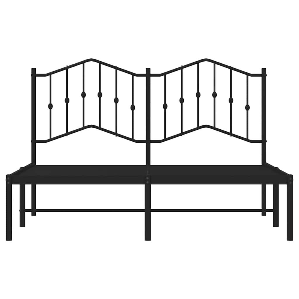 Metalni okvir za krevet s uzglavljem crni 150x200 cm
