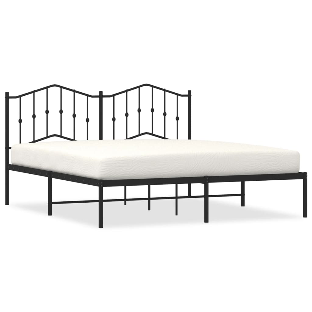 Metalni okvir za krevet s uzglavljem crni 160x200 cm