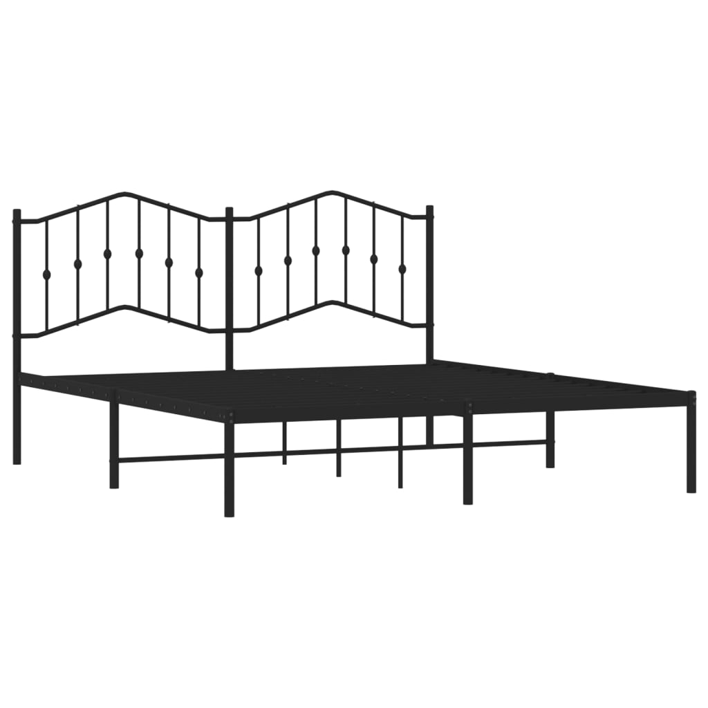 Metalni okvir za krevet s uzglavljem crni 160x200 cm