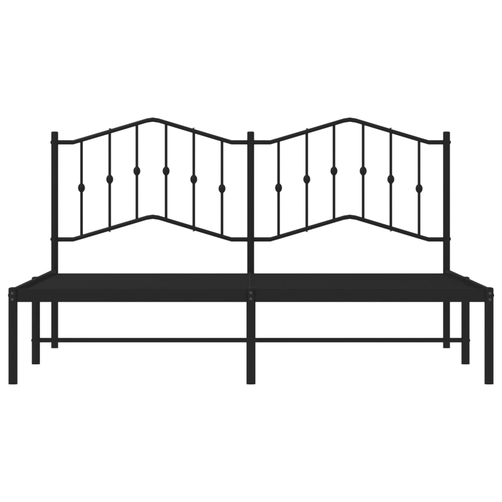 Metalni okvir za krevet s uzglavljem crni 160x200 cm