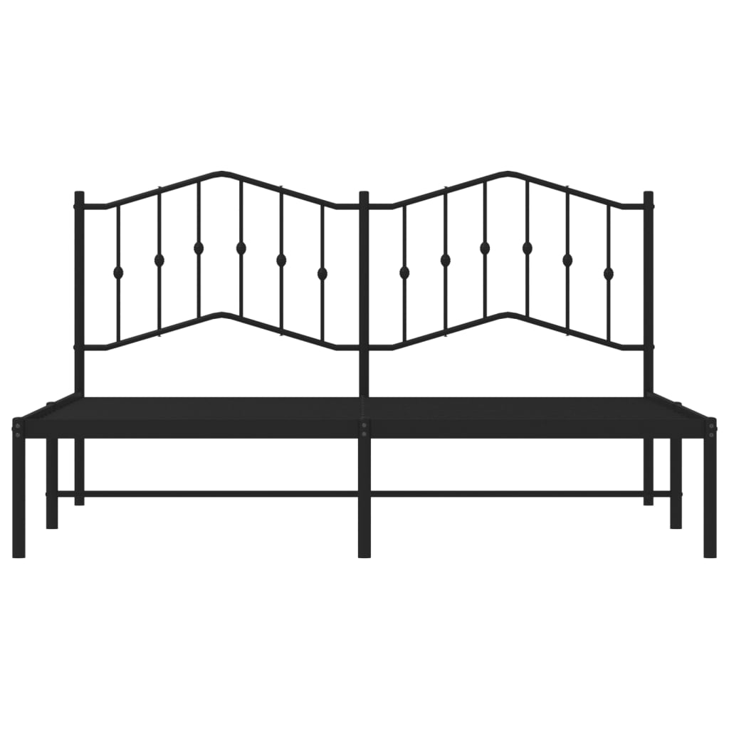 Metalni okvir za krevet s uzglavljem crni 180x200 cm