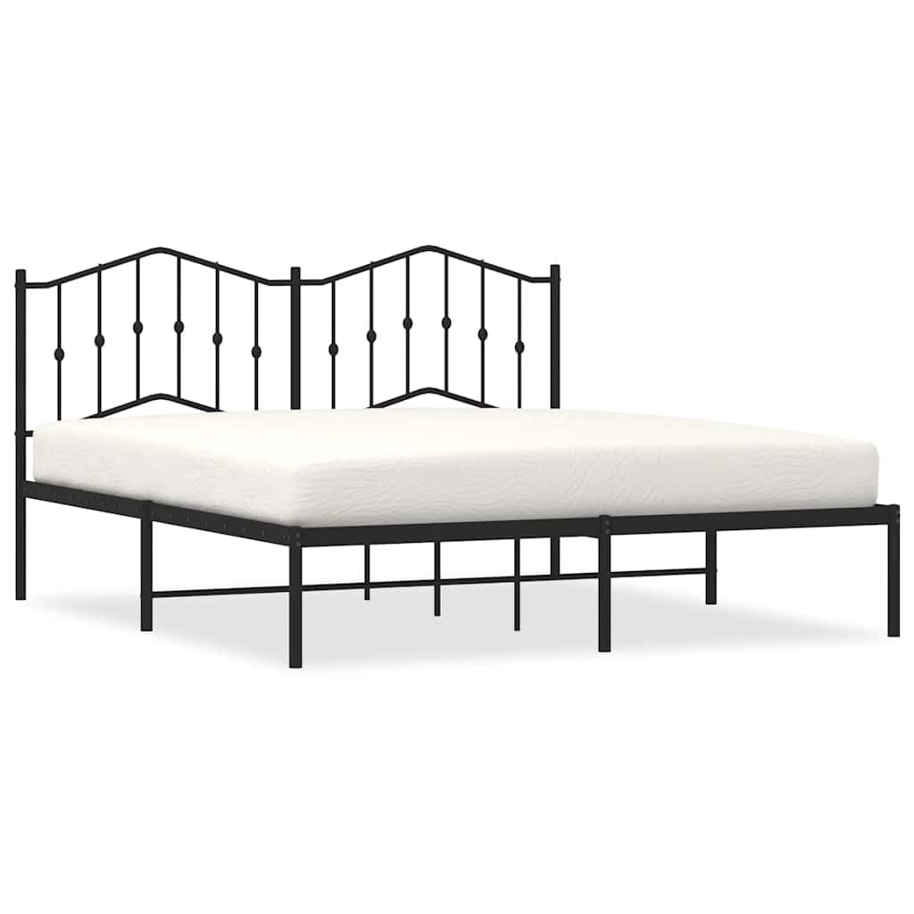 Metalni okvir za krevet s uzglavljem crni 183x213 cm