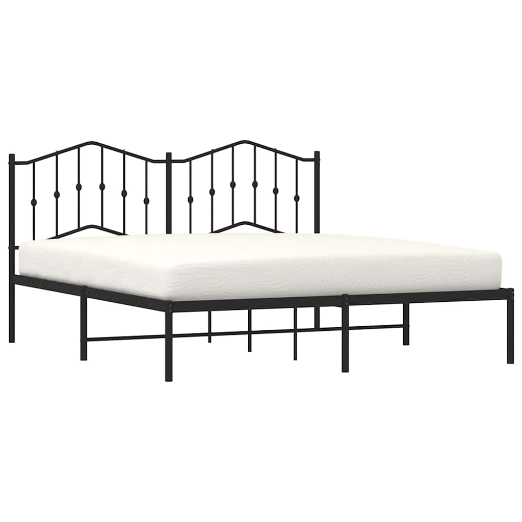 Metalni okvir za krevet s uzglavljem crni 183x213 cm