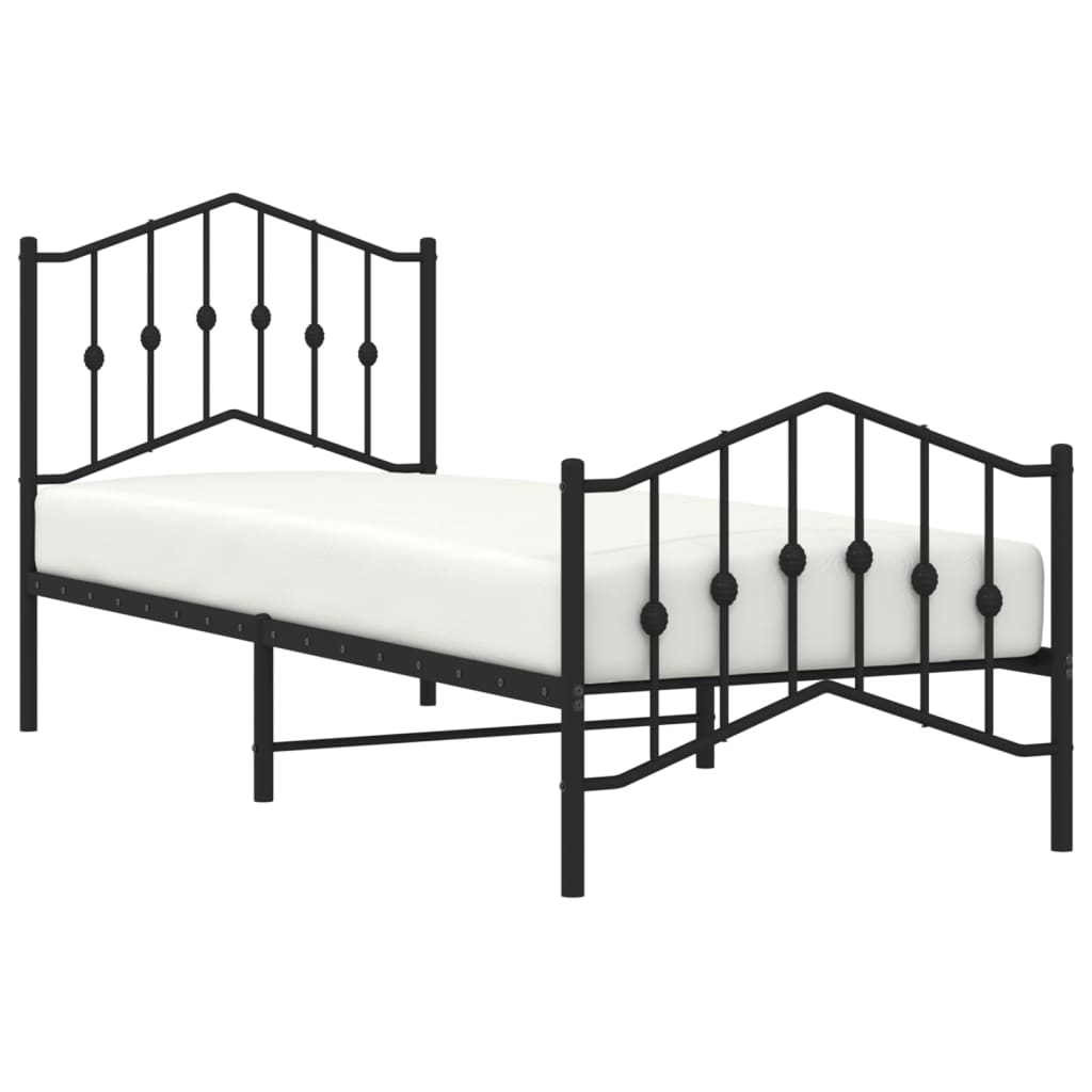 Metalni okvir kreveta s uzglavljem i podnožjem crni 80 x 200 cm