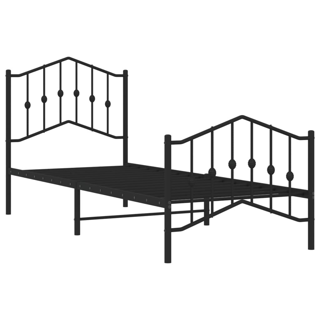 Metalni okvir kreveta s uzglavljem i podnožjem crni 80 x 200 cm