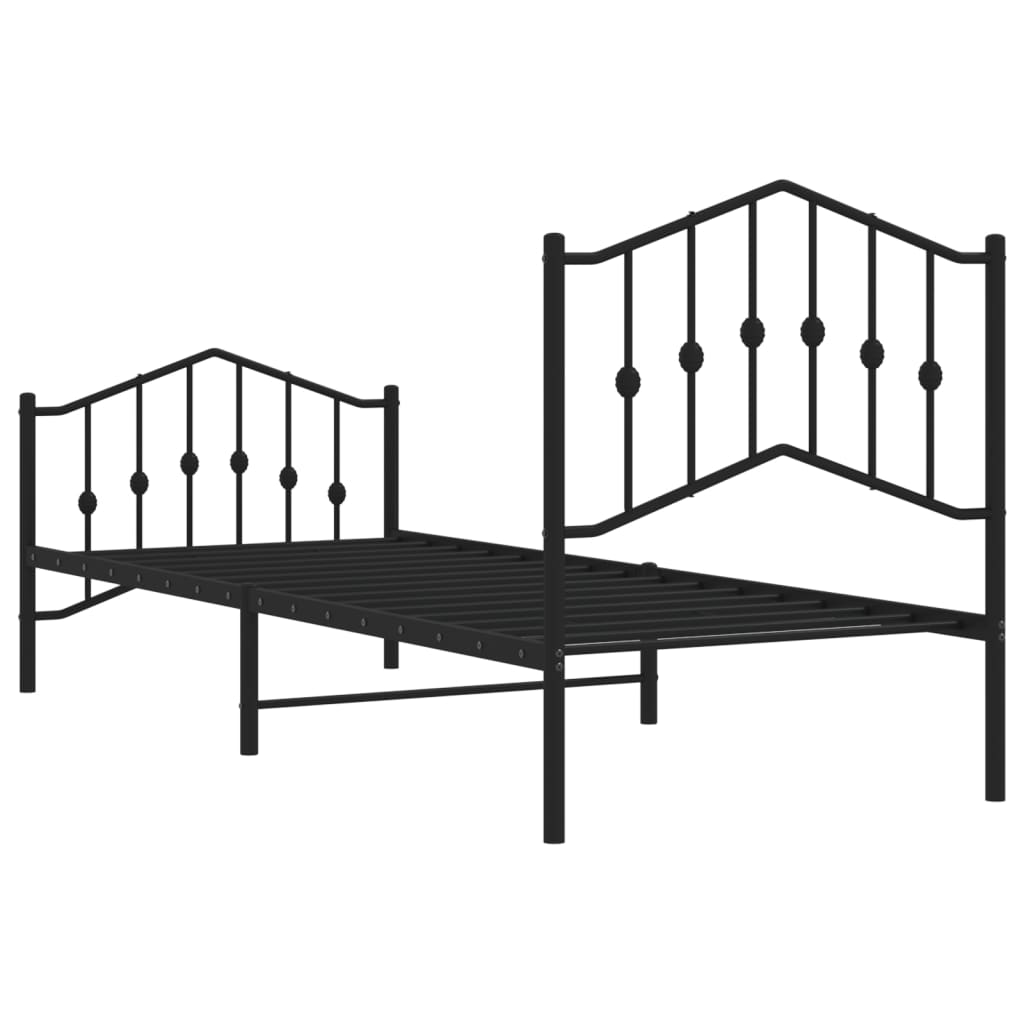 Metalni okvir kreveta s uzglavljem i podnožjem crni 80 x 200 cm