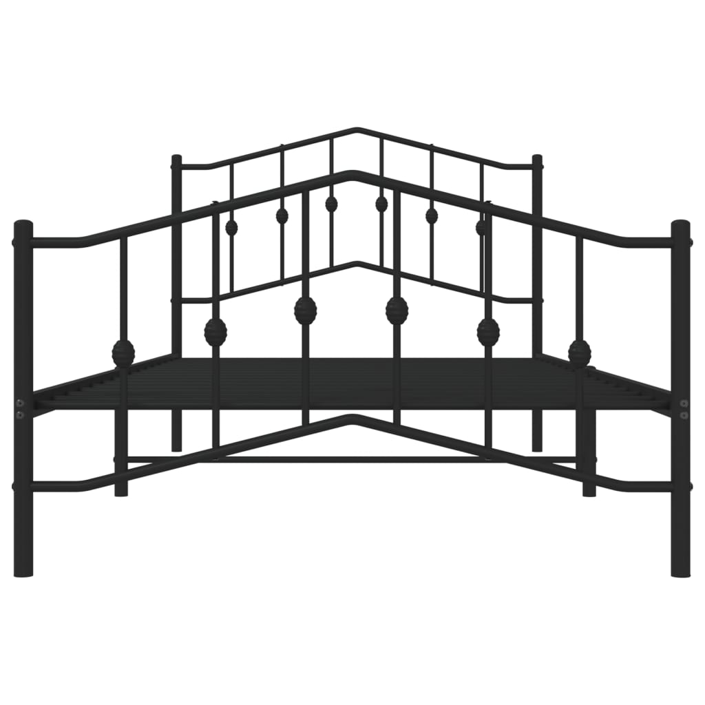 Metalni okvir kreveta s uzglavljem i podnožjem crni 107x203 cm