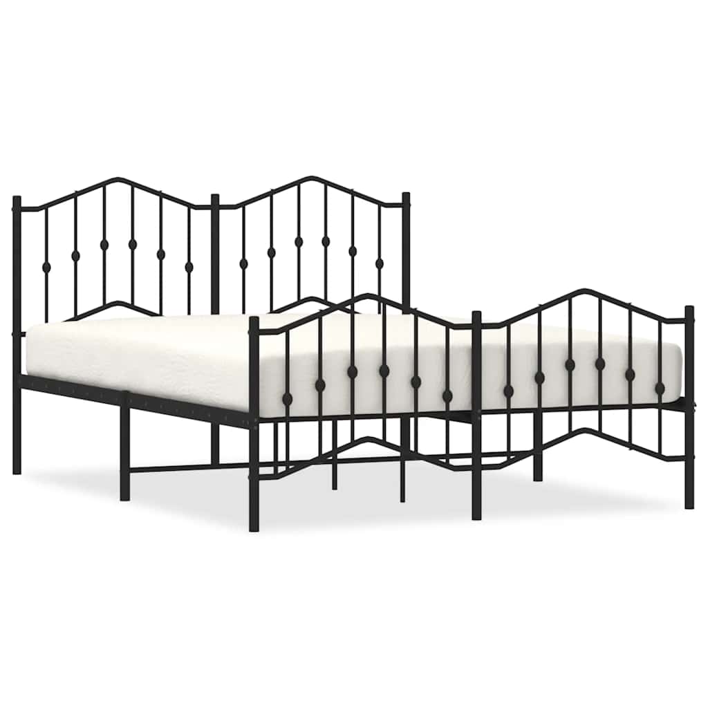 Metalni okvir kreveta s uzglavljem i podnožjem crni 150x200 cm