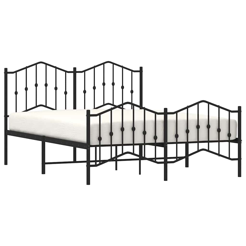 Metalni okvir kreveta s uzglavljem i podnožjem crni 150x200 cm