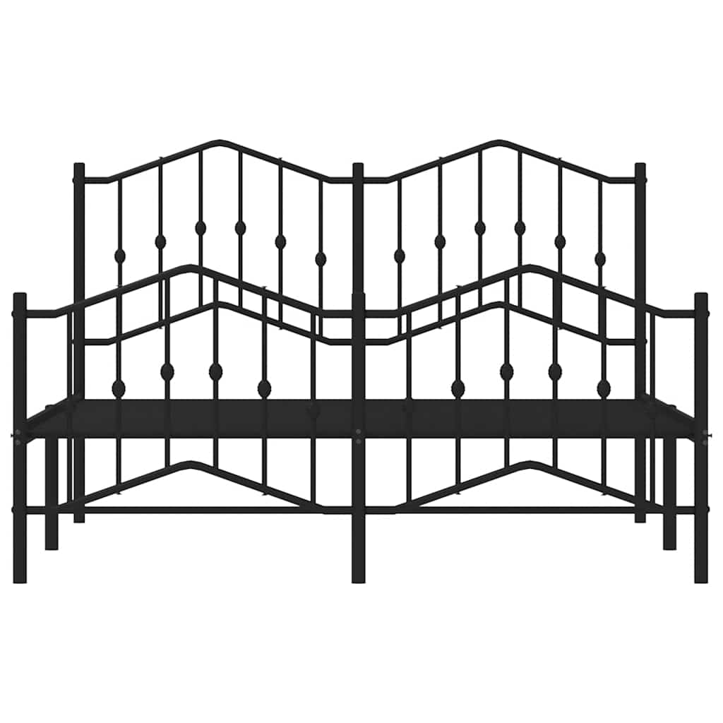 Metalni okvir kreveta s uzglavljem i podnožjem crni 150x200 cm