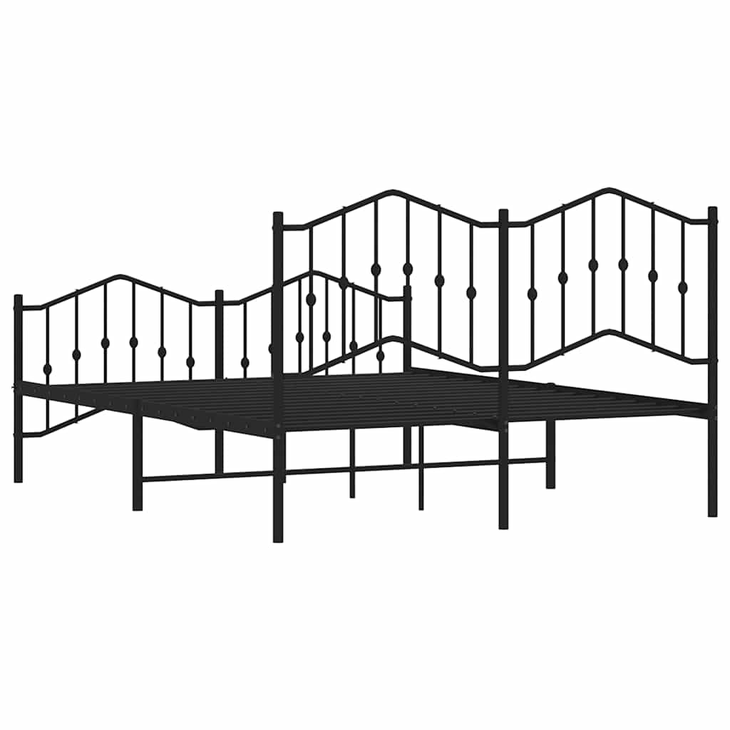 Metalni okvir kreveta s uzglavljem i podnožjem crni 150x200 cm