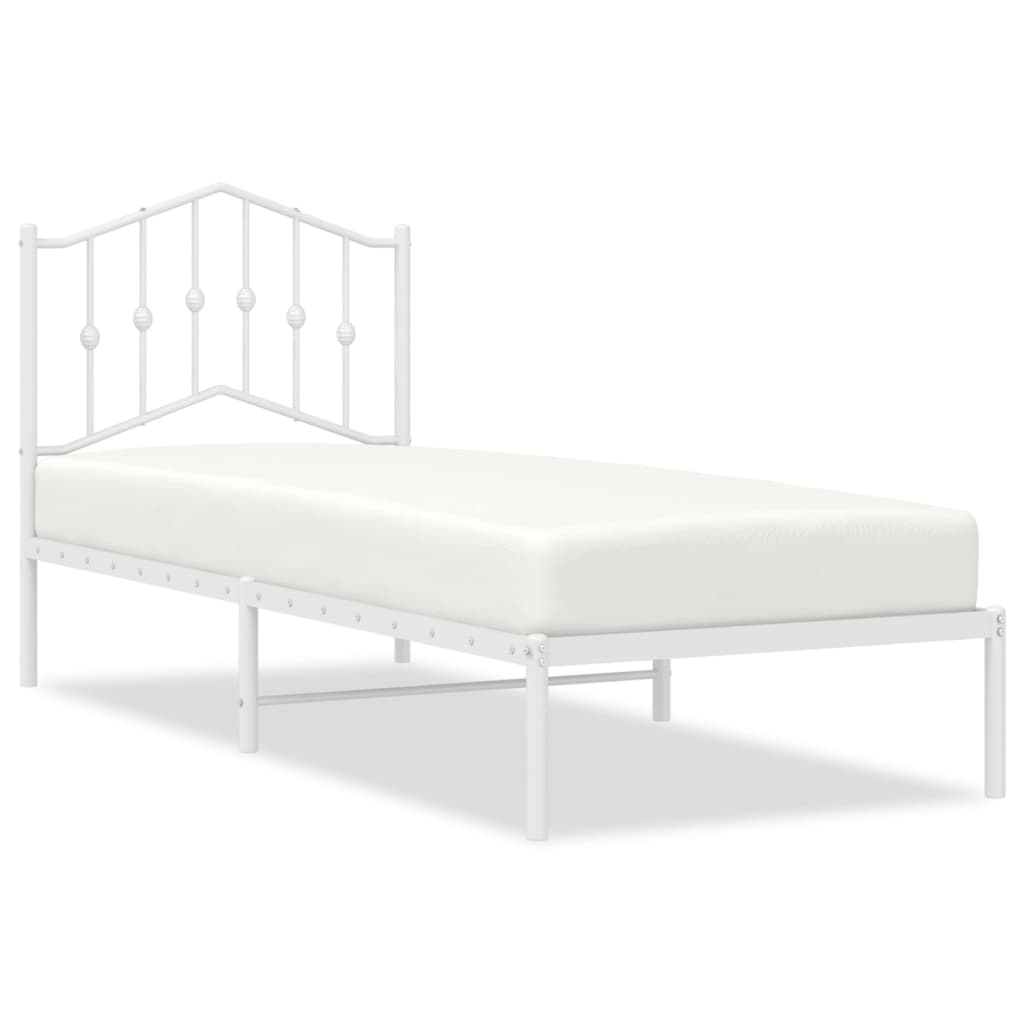 Metalni okvir za krevet s uzglavljem bijeli 80x200 cm