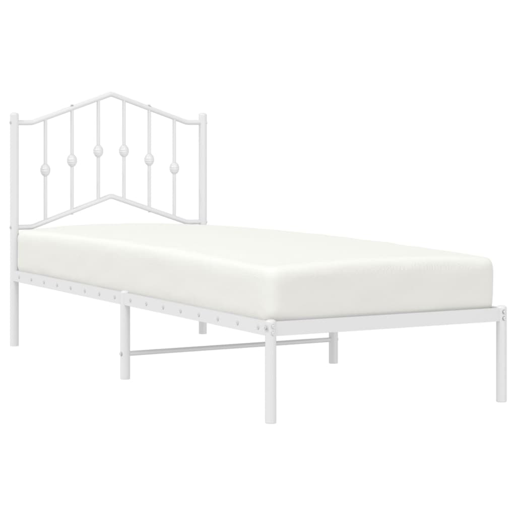 Metalni okvir za krevet s uzglavljem bijeli 80x200 cm