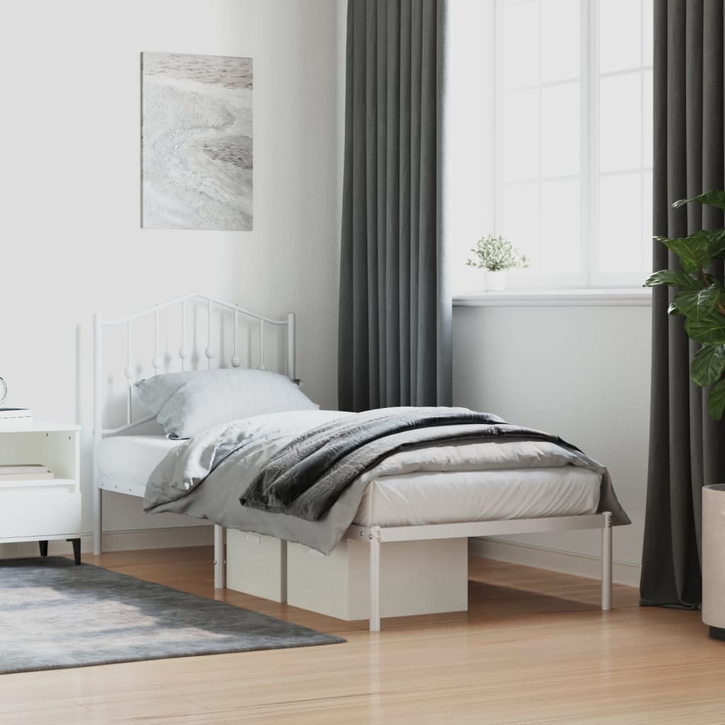 Metalni okvir za krevet s uzglavljem bijeli 80x200 cm